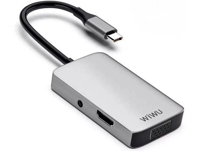 Хаб USB Wiwu Alpha 513HVP Type-C - USB 3.0 / HDMI / VGA / AUX 3.5 Grey 6973218930220 от компании 2255 by - онлайн гипермаркет - фото 1