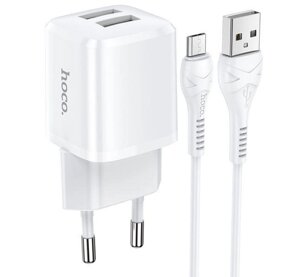 HOCO (6931474742025) N8 2USB 2.4A MICRO USB 1м белый