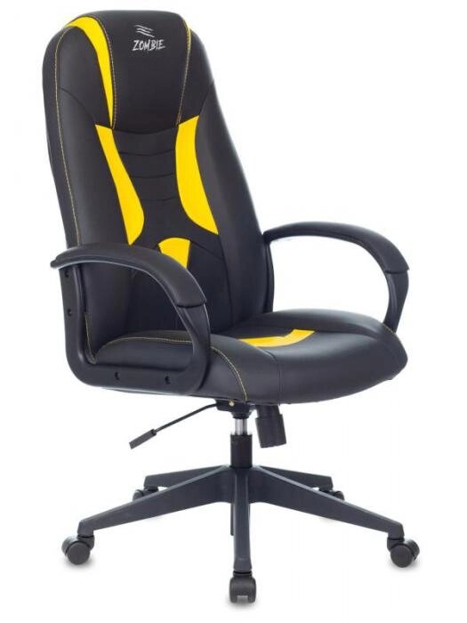 Игровое геймерское кресло Zombie 8 желтое эргономичное для компьютера стул геймера из экокожи на колесиках от компании 2255 by - онлайн гипермаркет - фото 1