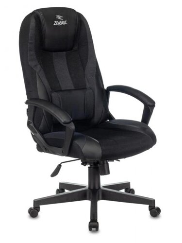 Игровое геймерское кресло Zombie 9 черное эргономичное для компьютера геймера стул поворотный на колесиках