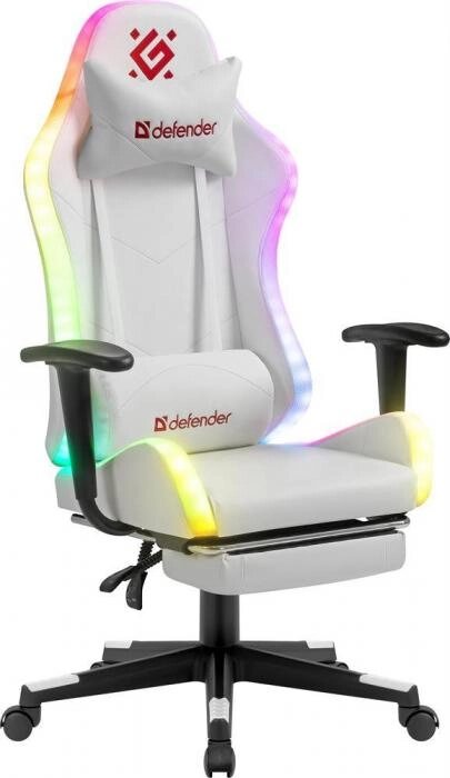 Игровое компьютерное кресло геймерское DEFENDER WATCHER 64336 белое с RGB подсветкой от компании 2255 by - онлайн гипермаркет - фото 1