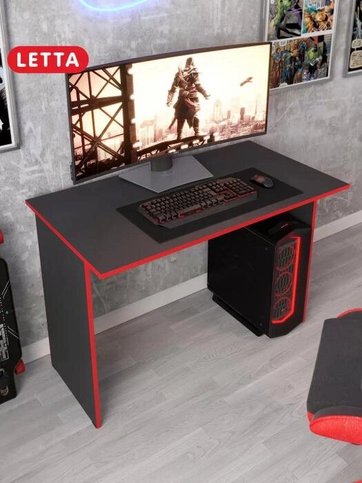 Игровой компьютерный стол геймерский дизайнерский 110 см для компьютера ПК игр геймера ноутбука черный от компании 2255 by - онлайн гипермаркет - фото 1