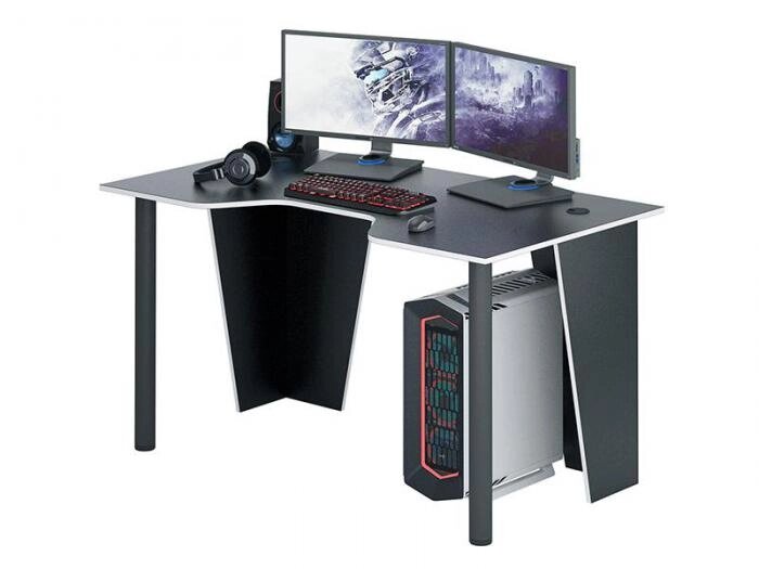 Игровой компьютерный стол геймерский MP54 черный-белый красивый оригинальный длинный для компьютера ПК геймера от компании 2255 by - онлайн гипермаркет - фото 1