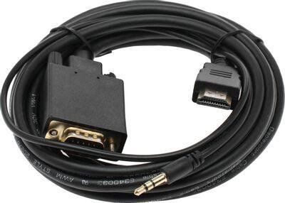 Кабель-переходник аудио-видео PREMIER 5-983AU,  HDMI (m)  -  VGA (m) ,  3м, GOLD,  черный [5-983au 3.0] от компании 2255 by - онлайн гипермаркет - фото 1