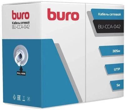 Кабель сетевой Buro BU-CCA-042 UTP, cat. 5E, 305м, 4 пары, 0.42мм, алюминий омедненный, одножильный (solid), 1 шт, от компании 2255 by - онлайн гипермаркет - фото 1