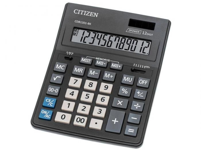Калькулятор Citizen  Bussiness Line CDB1201-BK - двойное питание от компании 2255 by - онлайн гипермаркет - фото 1