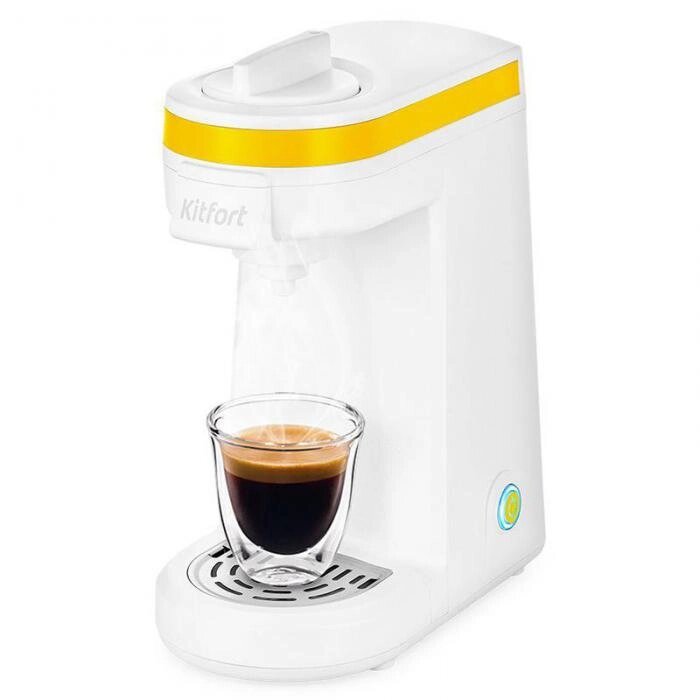 Капсульная кофеварка Kitfort КТ-7122-3 белая/желтая от компании 2255 by - онлайн гипермаркет - фото 1