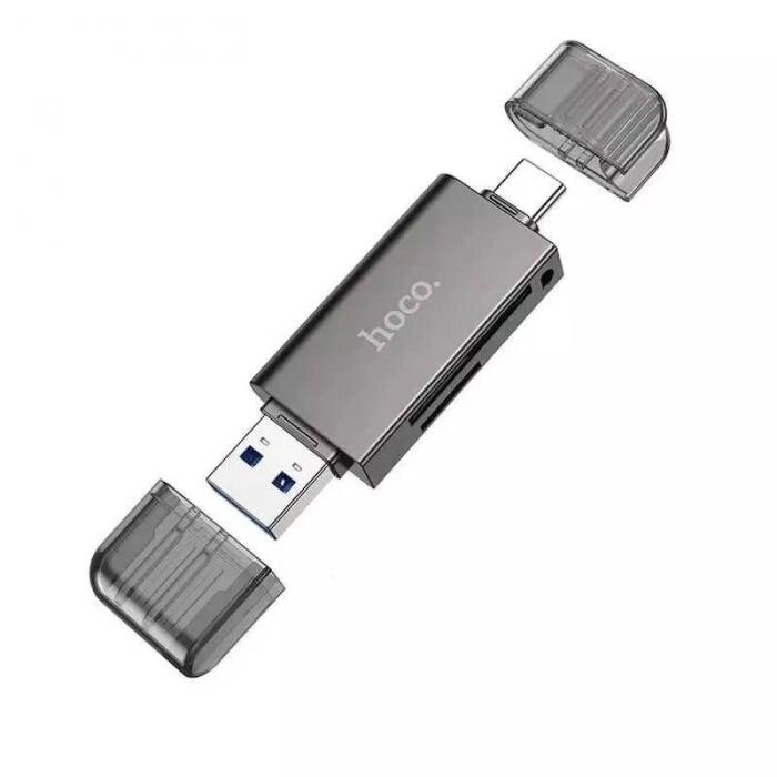 Карт-ридер Hoco HB39 2-in-1 USB-A/USB-C/microSD Grey 6942007604819 от компании 2255 by - онлайн гипермаркет - фото 1