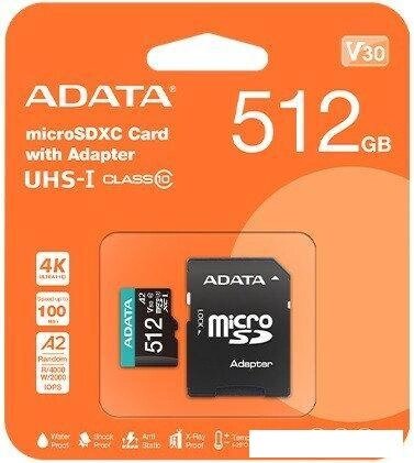 Карта памяти ADATA Premier AUSDX512GUICL10A1-RA1 microSDXC 512GB (с адаптером) от компании 2255 by - онлайн гипермаркет - фото 1