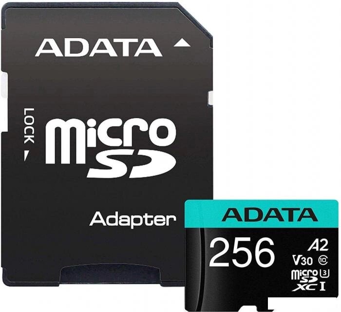 Карта памяти ADATA Premier Pro AUSDX256GUI3V30SA2-RA1 microSDXC 256GB (с адаптером) от компании 2255 by - онлайн гипермаркет - фото 1