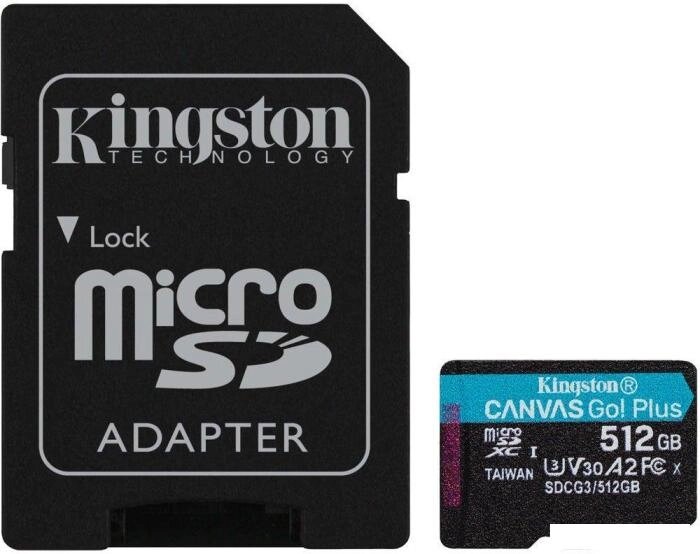 Карта памяти Kingston Canvas Go Plus microSDXC 512GB (с адаптером) от компании 2255 by - онлайн гипермаркет - фото 1