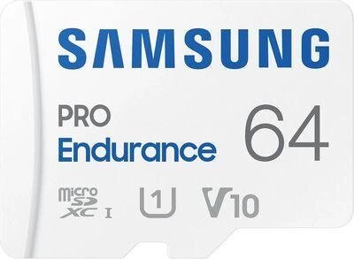 Карта памяти microSDXC UHS-I U1 Samsung PRO Endurance 64 ГБ, 100 МБ/с, Class 10, MB-MJ64KA,  1 шт., переходник SD от компании 2255 by - онлайн гипермаркет - фото 1