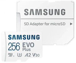 Карта памяти microsdxc UHS-I U3 samsung EVO plus 256 гб, 160 мб/с, class 10, MB-MC256SA, 1 шт., переходник SD