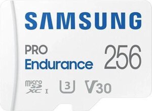 Карта памяти microSDXC UHS-I U3 Samsung PRO Endurance 256 ГБ, 100 МБ/с, Class 10, MB-MJ256KA, 1 шт., переходник SD