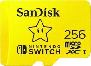 Карта памяти microSDXC UHS-I U3 Sandisk 256 ГБ, 100 МБ/с, Class 10, Nintendo Switch, 1 шт. sdsqxao-256g-gn3zn]