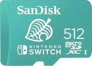 Карта памяти microSDXC UHS-I U3 Sandisk 512 ГБ, 100 МБ/с, Class 10, Nintendo Switch, 1 шт. sdsqxao-512g-gn3zn]