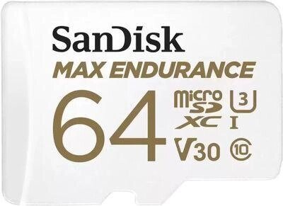 Карта памяти microSDXC UHS-I U3 Sandisk Max Endurance 64 ГБ, 100 МБ/с, Class 10, SDSQQVR-064G-GN6IA, 1 шт., переходник от компании 2255 by - онлайн гипермаркет - фото 1