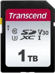 Карта памяти SDXC UHS-I U3 transcend 300S 1024 гб, 100 мб/с, class 10, TS1tsdc300S, 1 шт., без адаптера