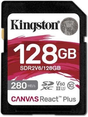 Карта памяти SDXC UHS-II Kingston Canvas React Plus 128 ГБ, 280 МБ/с, Class 10, SDR2V6/128GB,  1 шт., без адаптера от компании 2255 by - онлайн гипермаркет - фото 1