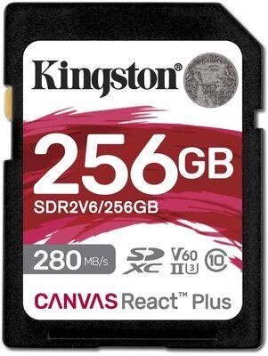 Карта памяти SDXC UHS-II Kingston Canvas React Plus 256 ГБ, 280 МБ/с, Class 10, SDR2V6/256GB,  1 шт., без адаптера от компании 2255 by - онлайн гипермаркет - фото 1