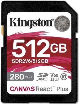 Карта памяти SDXC UHS-II Kingston Canvas React Plus 512 ГБ, 280 МБ/с, Class 10, SDR2V6/512GB,  1 шт., без адаптера от компании 2255 by - онлайн гипермаркет - фото 1