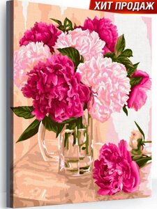 Картина по номерам цветы Пионы природа на холсте 40х50 рисование живопись на подрамнике