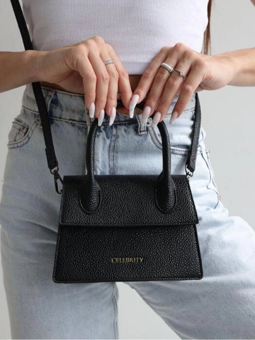 Клатч женский вечерний черный мини сумка через плечо сумочка маленькая для телефона от компании 2255 by - онлайн гипермаркет - фото 1