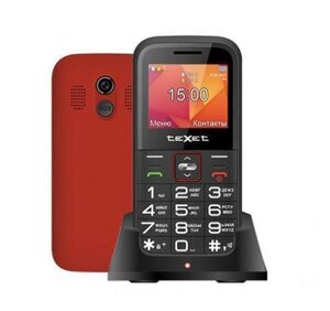 Кнопочный мобильный телефон для пожилых людей с большими кнопками TEXET TM-B418 красный
