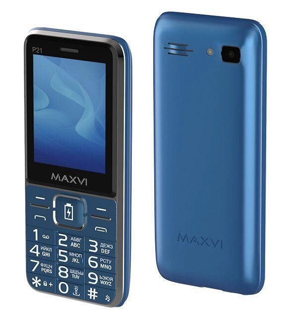 Кнопочный мобильный телефон для слабослышащих пожилых людей MAXVI P21 синий от компании 2255 by - онлайн гипермаркет - фото 1