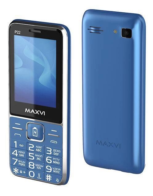 Кнопочный мобильный телефон для слабослышащих пожилых людей MAXVI P22 синий от компании 2255 by - онлайн гипермаркет - фото 1