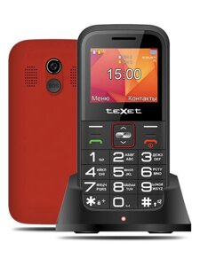 Кнопочный мобильный телефон для слабовидящих пожилых людей с большими кнопками teXet TM-B418 красный
