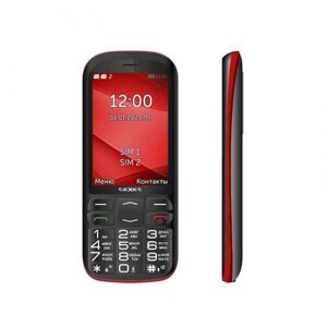 Кнопочный мобильный телефон с камерой для пожилых людей TEXET TM-B409 черный-красный