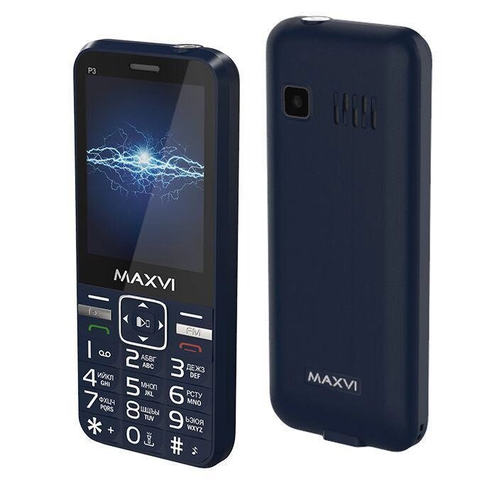 Кнопочный сотовый мобильный телефон MAXVI P3 синий от компании 2255 by - онлайн гипермаркет - фото 1