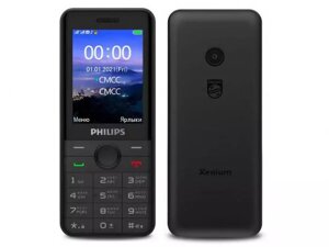 Кнопочный сотовый телефон Philips E172 Xenium черный мобильный GSM