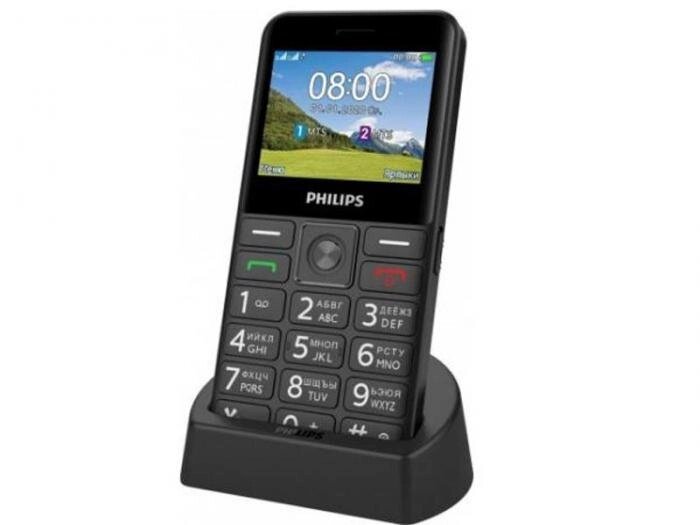 Кнопочный сотовый телефон Philips E207 Xenium черный мобильный с большими кнопками от компании 2255 by - онлайн гипермаркет - фото 1
