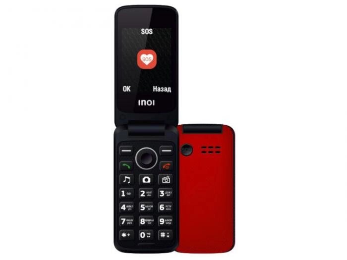 Кнопочный сотовый телефон раскладушка Inoi 247B красный мобильный раскладной от компании 2255 by - онлайн гипермаркет - фото 1