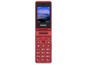 Кнопочный сотовый телефон раскладушка Philips Xenium E2601 красный мобильный