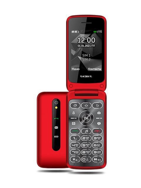 Кнопочный сотовый телефон teXet TM-408 красный раскладушка мобильный раскладной от компании 2255 by - онлайн гипермаркет - фото 1