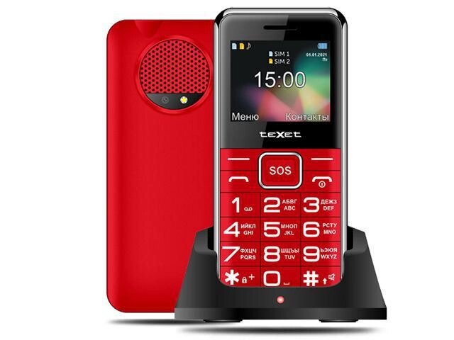 Кнопочный сотовый телефон teXet TM-B319 красный мобильный с большими кнопками от компании 2255 by - онлайн гипермаркет - фото 1