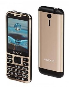 Кнопочный телефон для пожилых людей с 2 сим картами MAXVI X10 METALLIC GOLD