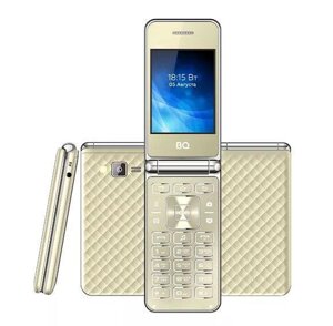 Кнопочный телефон раскладушка BQ 2840 Fantasy золотистый мобильный сотовый
