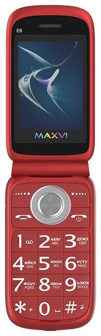 Кнопочный телефон раскладушка раскладной для пожилых людей MAXVI E6 красный мобильный от компании 2255 by - онлайн гипермаркет - фото 1