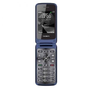 Кнопочный телефон раскладушка TEXET ТМ-408 синий мобильный сотовый раскдадной