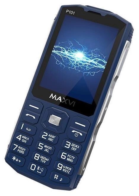 Кнопочный телефон с мощным аккумулятором большой батареей MAXVI P101 синий от компании 2255 by - онлайн гипермаркет - фото 1