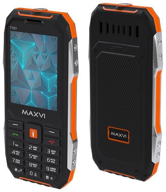 Кнопочный телефон с мощным аккумулятором большой батареей MAXVI T101 orange от компании 2255 by - онлайн гипермаркет - фото 1