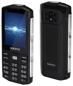 Кнопочный телефон с мощным аккумулятором MAXVI P101 черный