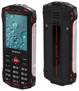 Кнопочный ударопрочный водонепроницаемый защищенный телефон MAXVI R3 red