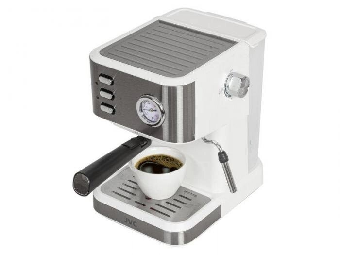Кофемашина рожковая с капучинатором Кофеварка электрическая для кофе Электрокофеварка JVC белая от компании 2255 by - онлайн гипермаркет - фото 1