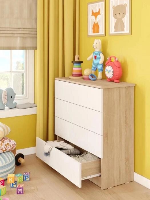 Комод для игрушек деревянный белый бежевый длинный тумба с выдвижными ящиками в детскую спальню гостиную от компании 2255 by - онлайн гипермаркет - фото 1