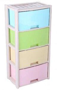 Комод пластиковый для детской комнаты одежды игрушек вещей цветной тумба на 4 ящика АЛЬТЕРНАТИВА М7838